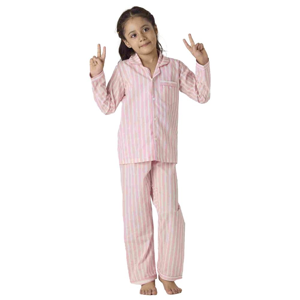 Little West Street - 2pc-Set - Blush Striped Cotton Pyjama Set - Pink