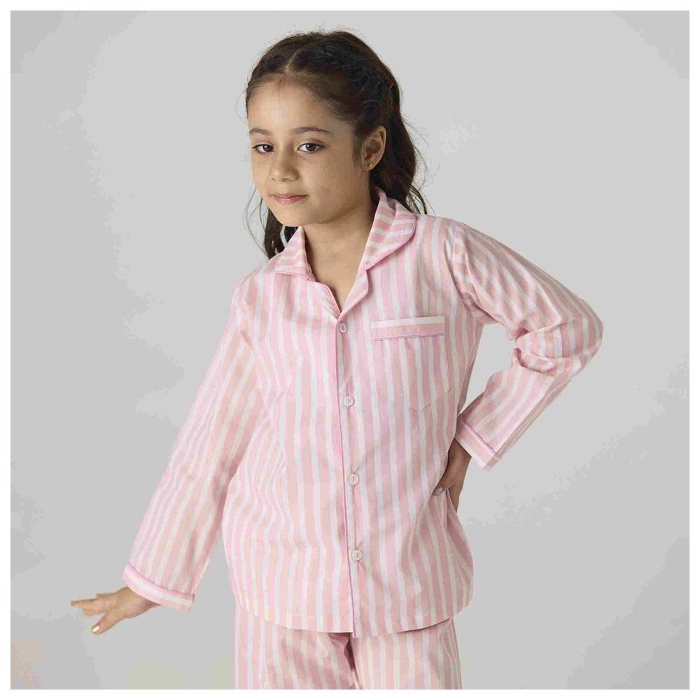 Little West Street - 2pc-Set - Blush Striped Cotton Pyjama Set - Pink