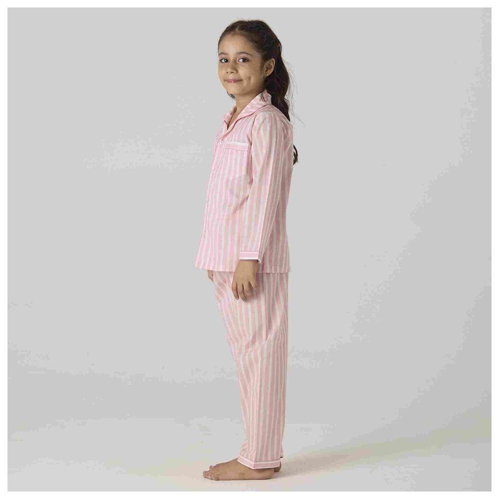 Little West Street - 2pc-Set - Blush Striped Cotton Pyjama Set - Pink