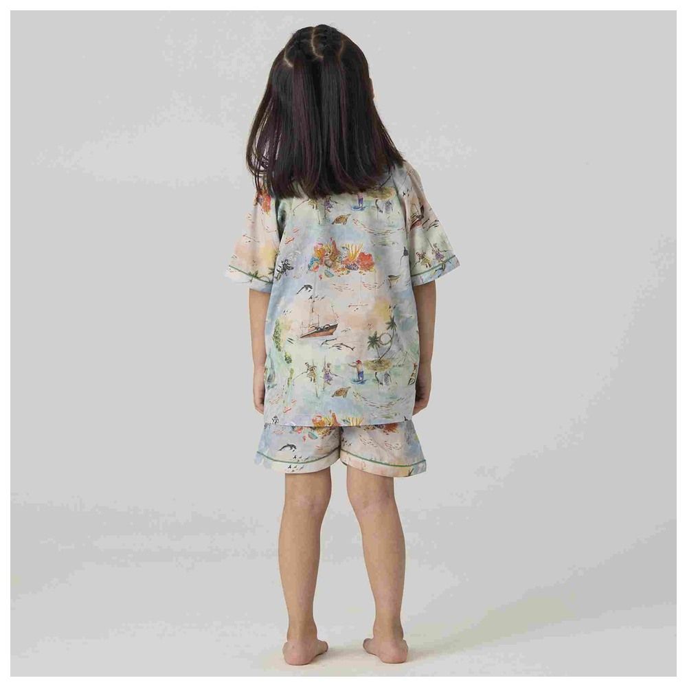 Little West Street - 2pc-Set - Ocean Cotton Shorts Set