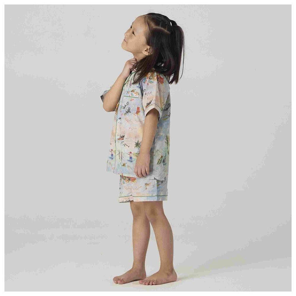 Little West Street - 2pc-Set - Ocean Cotton Shorts Set