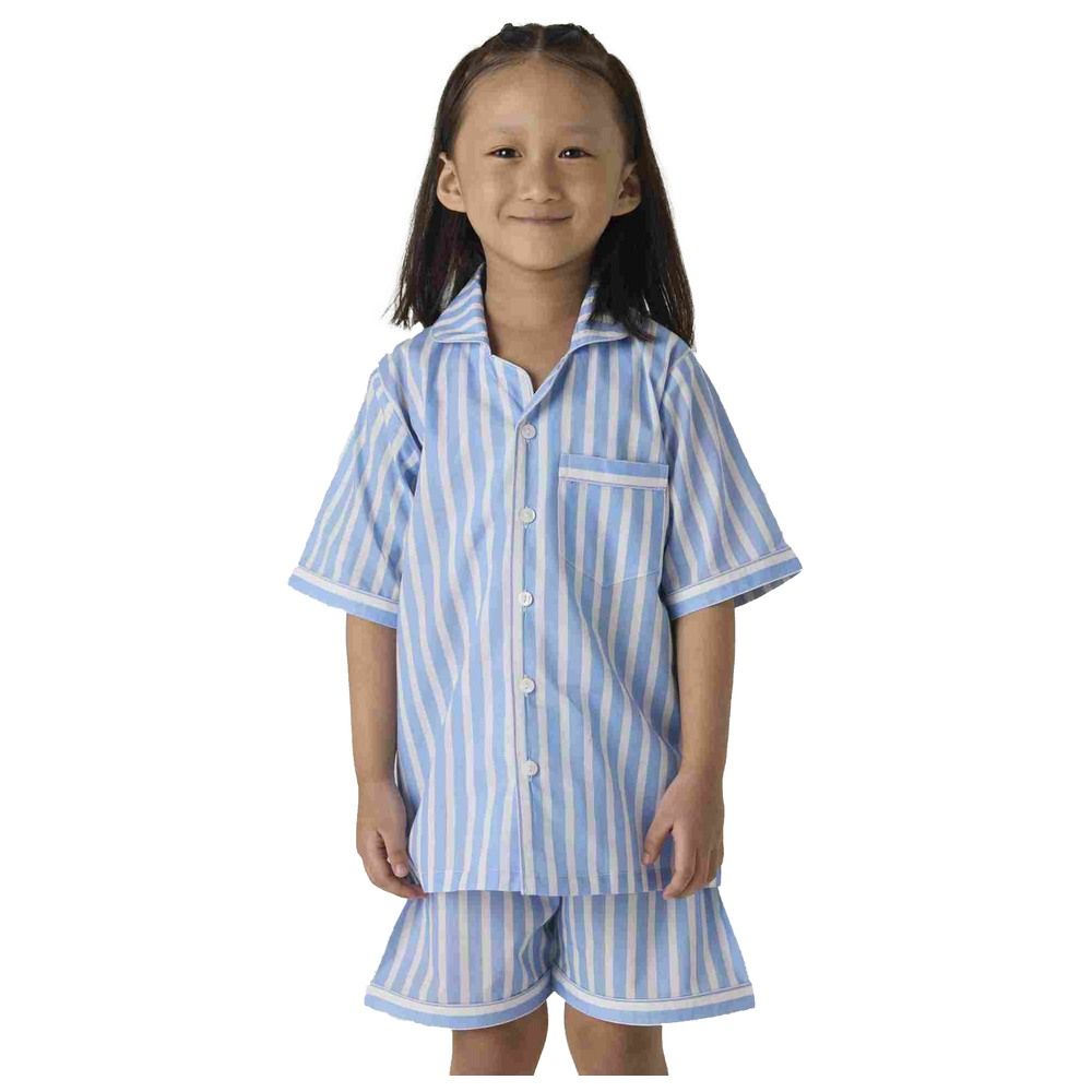 Little West Street - 2pc-Set - Azure Striped Shorts Set - Blue