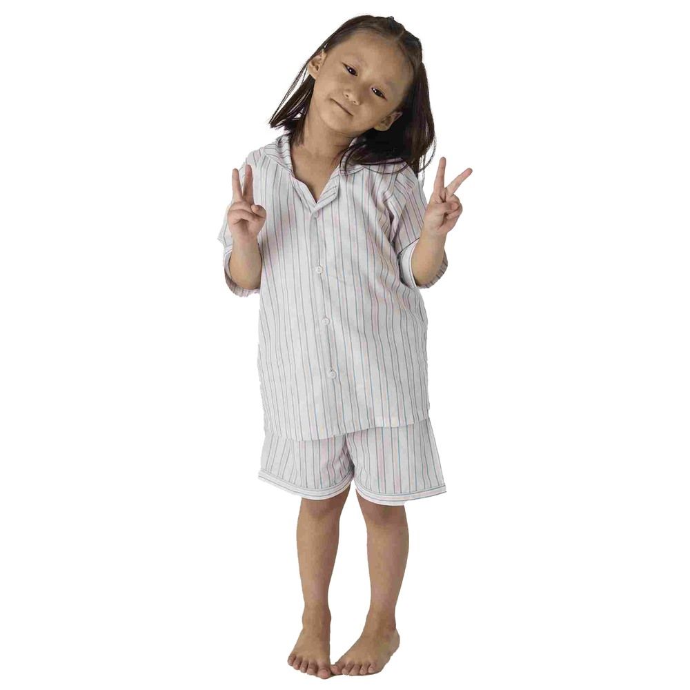 Little West Street - 2pc-Set - Serene Striped Shorts Set - White