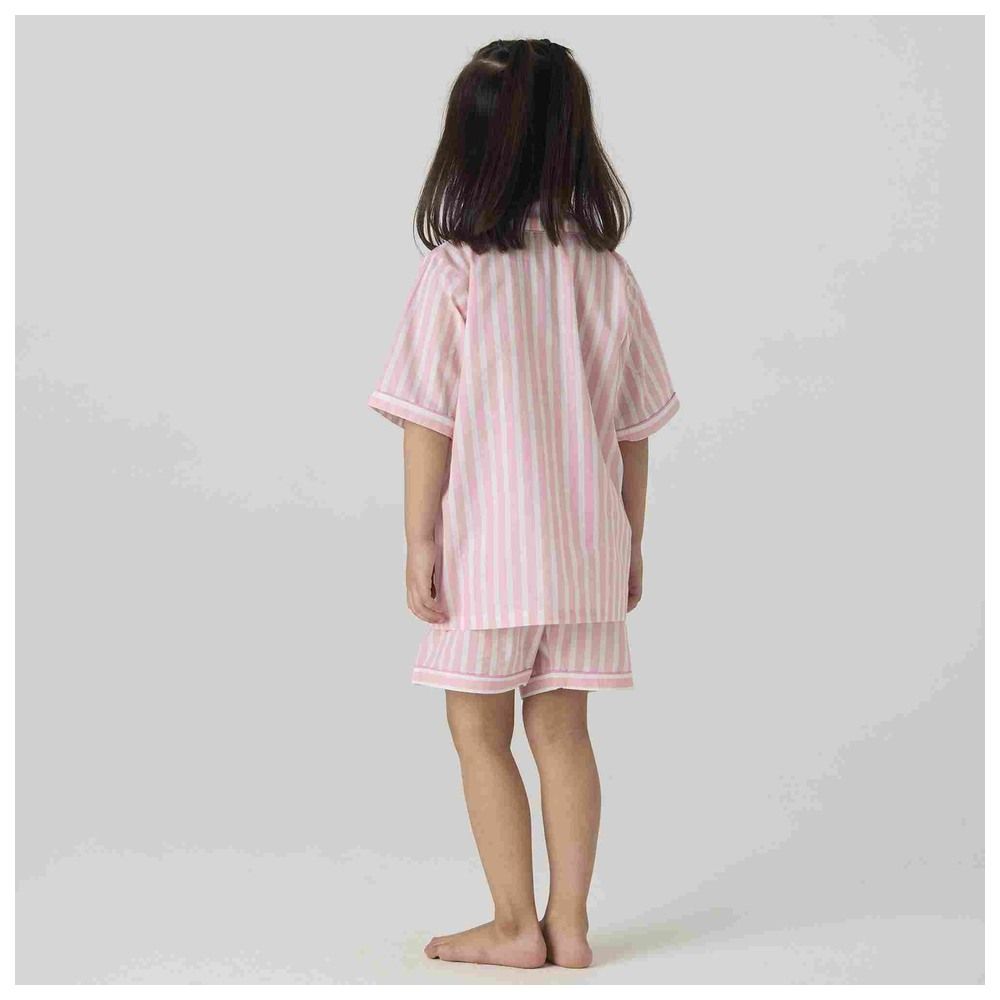 Little West Street - 2pc-Set - Blush Striped Cotton Shorts Set - Pink