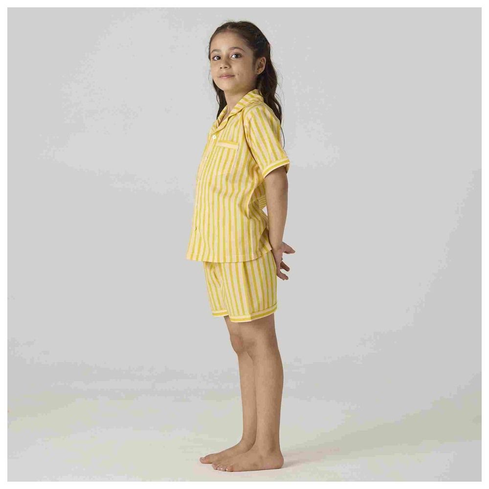 Little West Street - 2pc-Set - Lemon Striped Shorts Set - Yellow