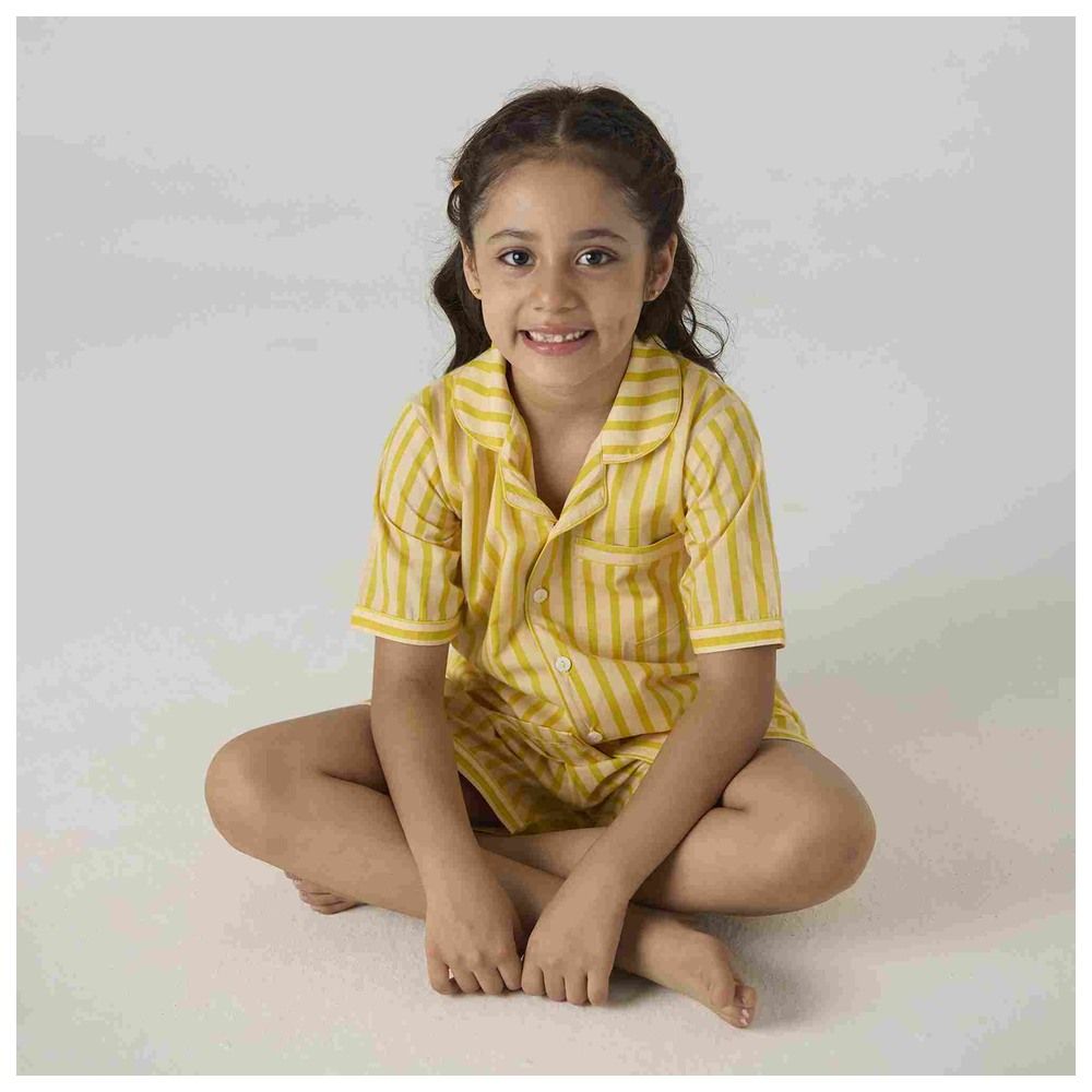 Little West Street - 2pc-Set - Lemon Striped Shorts Set - Yellow