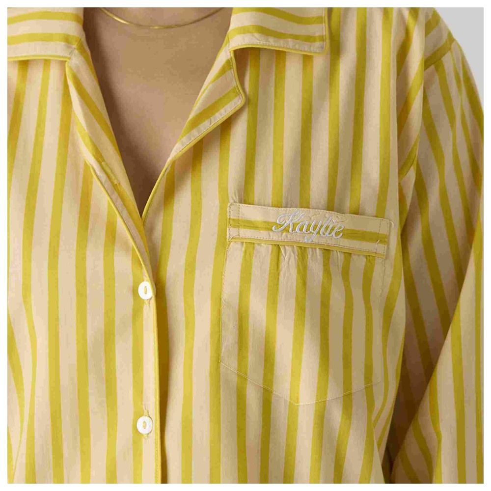 Little West Street - 2pc-Set - Women Lemon Striped Pyjama Set - Yellow