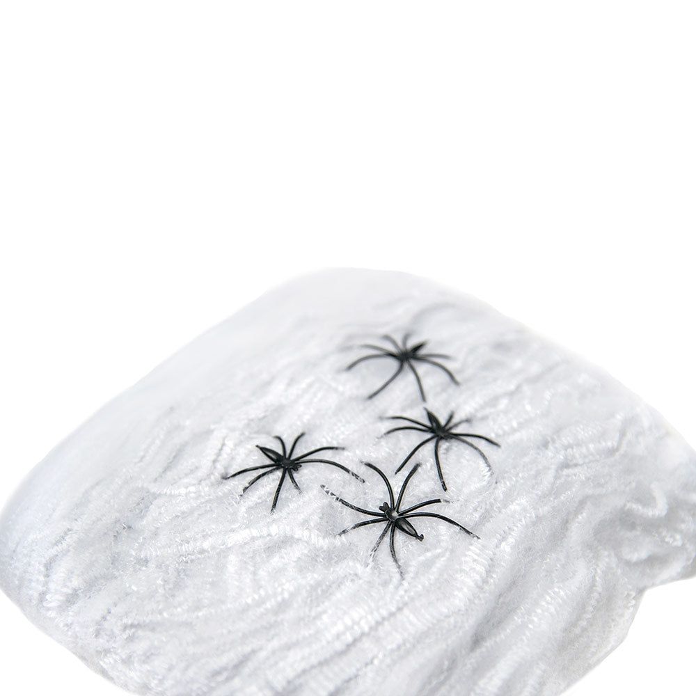 Mad Toys - Halloween Decoration - Creepy Black Spiders W/ White Spider Web - 8pcs