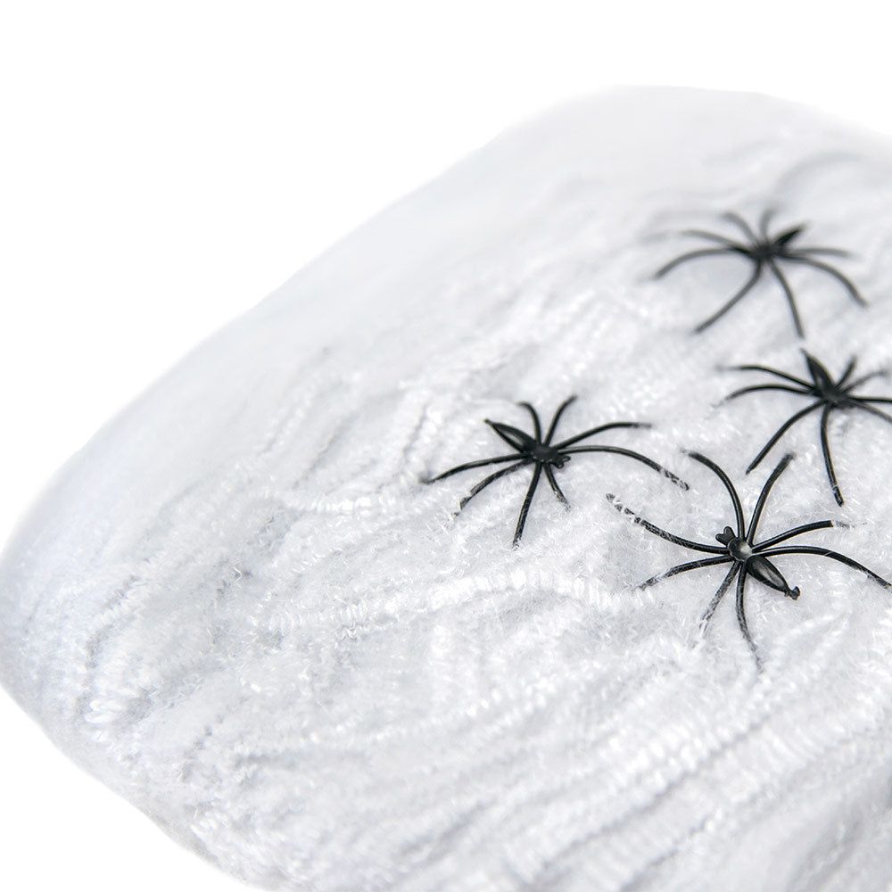 Mad Toys - Halloween Decoration - Creepy Black Spiders W/ White Spider Web - 8pcs