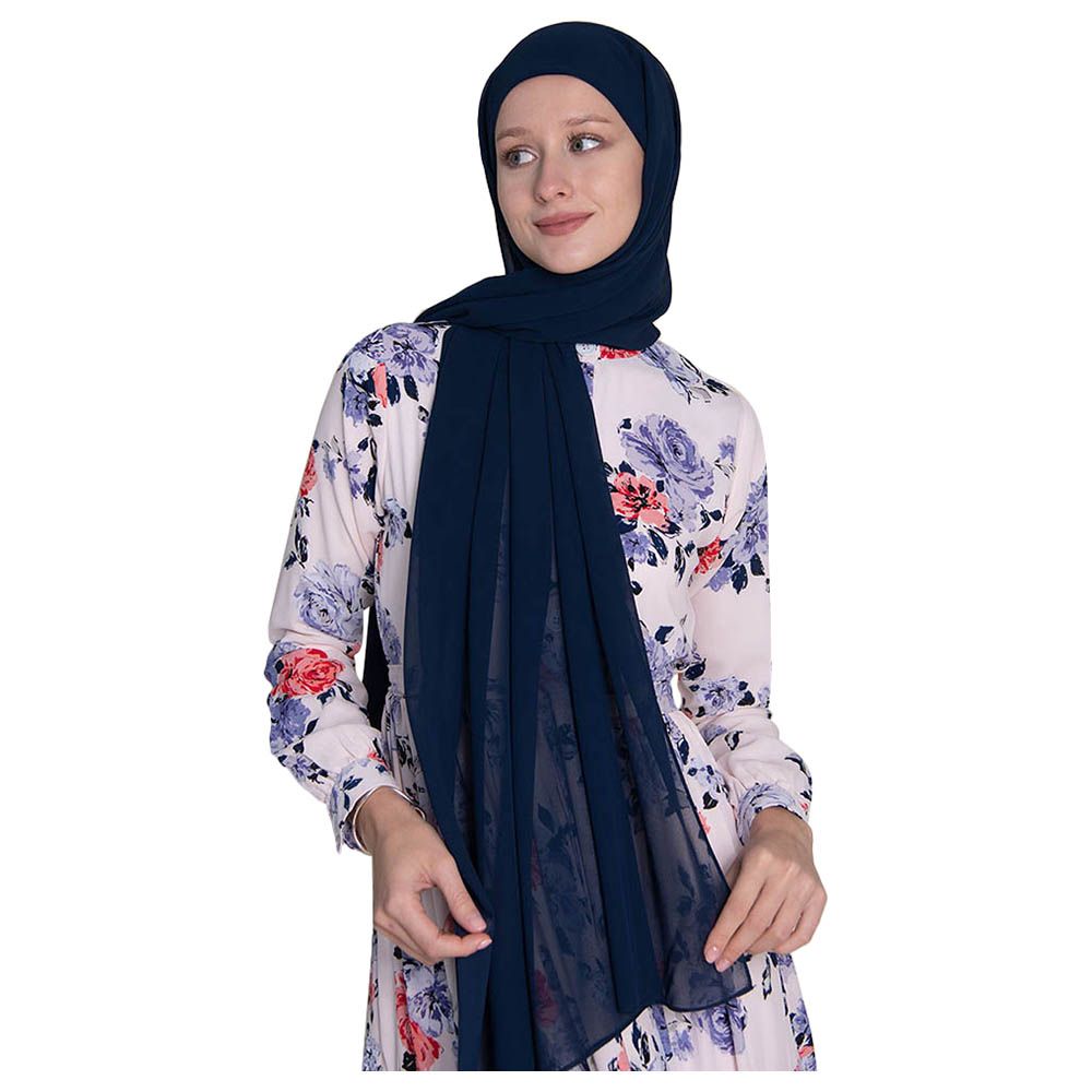 Luxy Hijab - Instant Hijab w/ Underscarf - Navy Chiffon