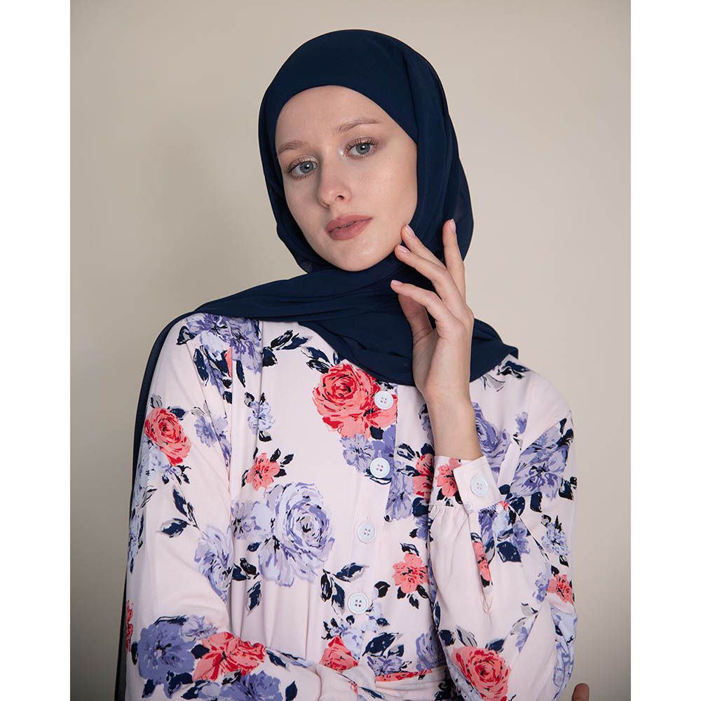 Luxy Hijab - Instant Hijab w/ Underscarf - Navy Chiffon