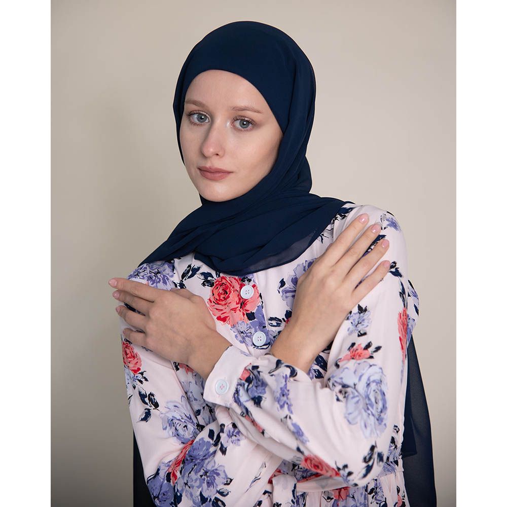 Luxy Hijab - Instant Hijab w/ Underscarf - Navy Chiffon