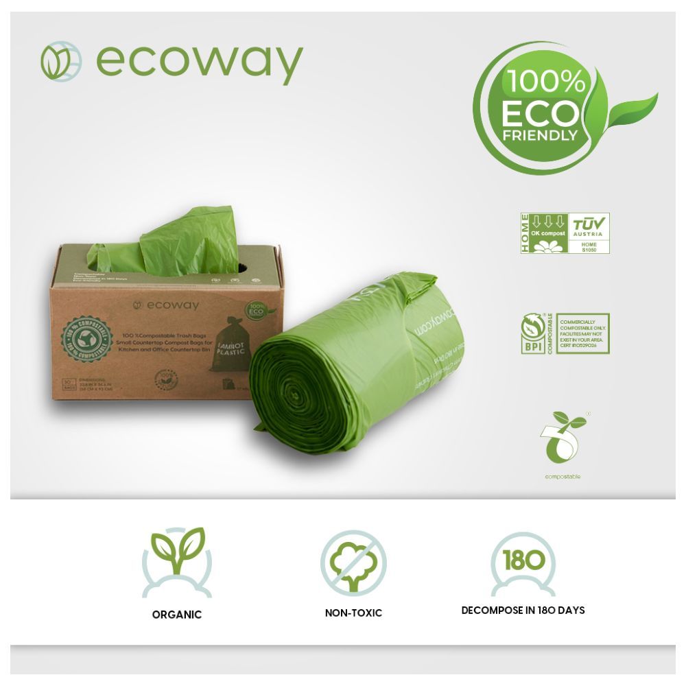 Ecoway - Compostable Garbage Bags - Green - 49.2 L - 60pcs