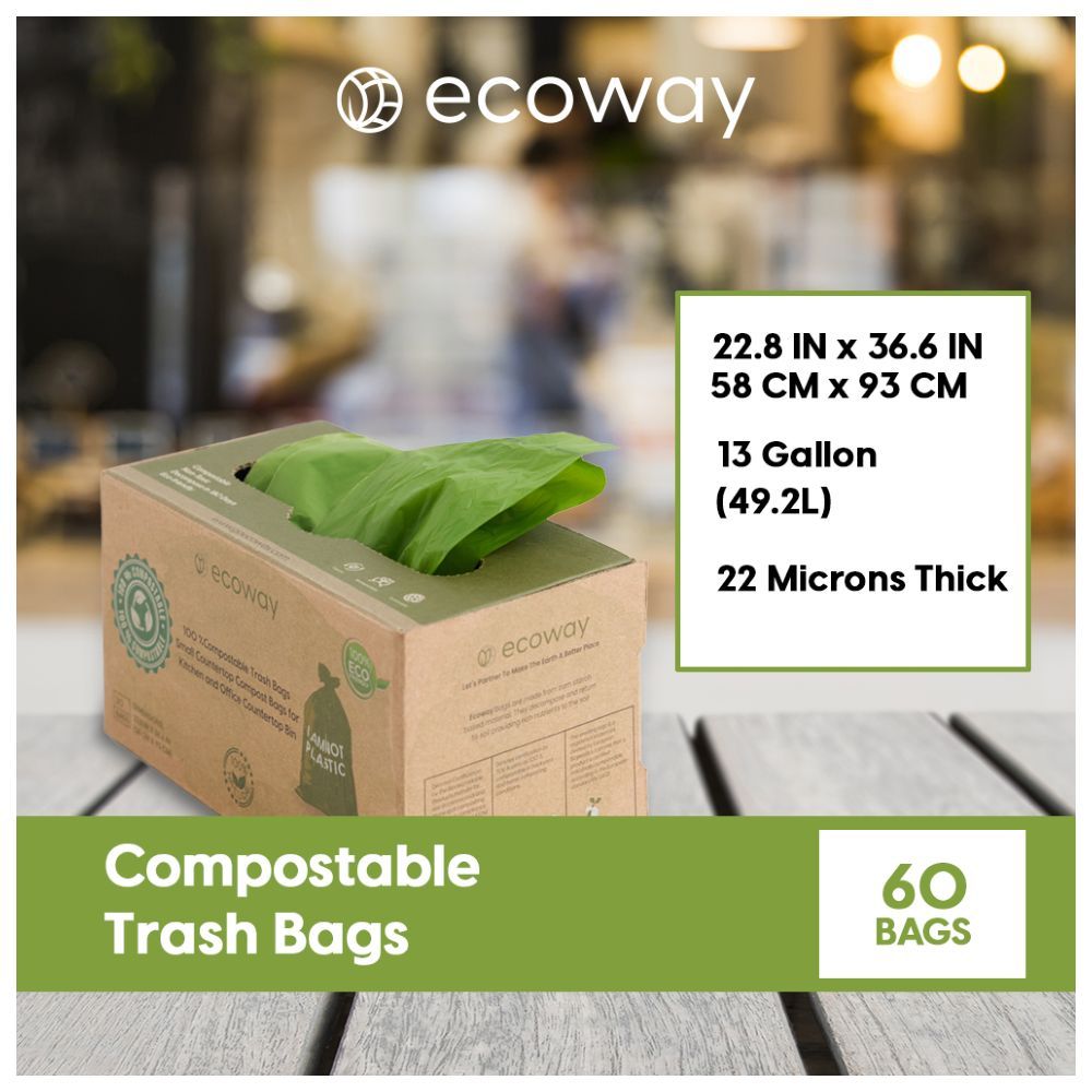 Ecoway - Compostable Garbage Bags - Green - 49.2 L - 60pcs