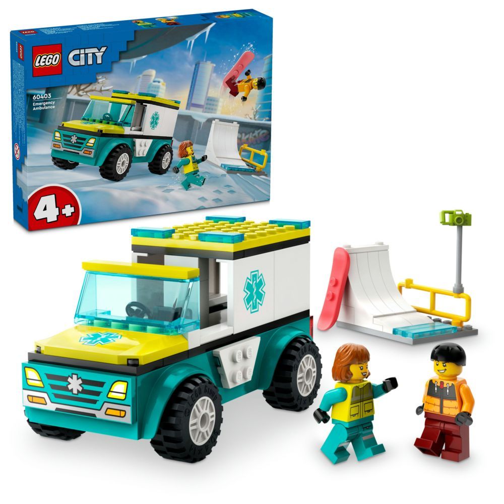 Lego - 60403 Emergency Ambulance And Snowboarder Building Playset