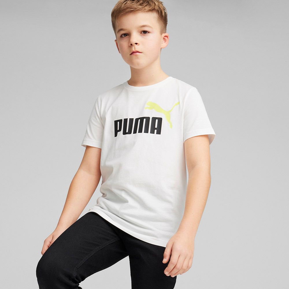 Puma - Ess+ 2 Col Logo Boys Tee - White