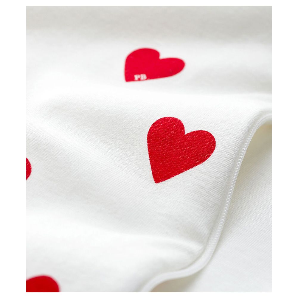 Petit Bateau - Baby's Heart Patterned Cotton Sleeping Bag - White/Red