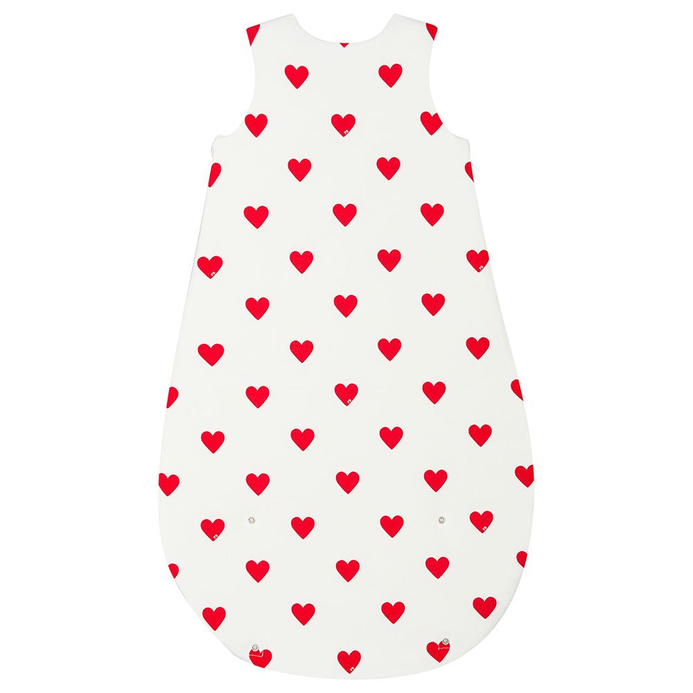 Petit Bateau - Baby's Heart Patterned Cotton Sleeping Bag - White/Red