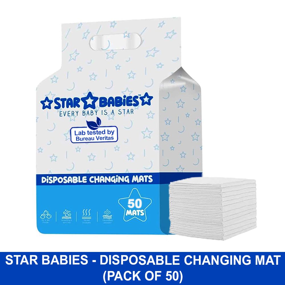 Star Babies White Disposable Changing Mats - Pack of 50 with 10pcs Ear Cover Free