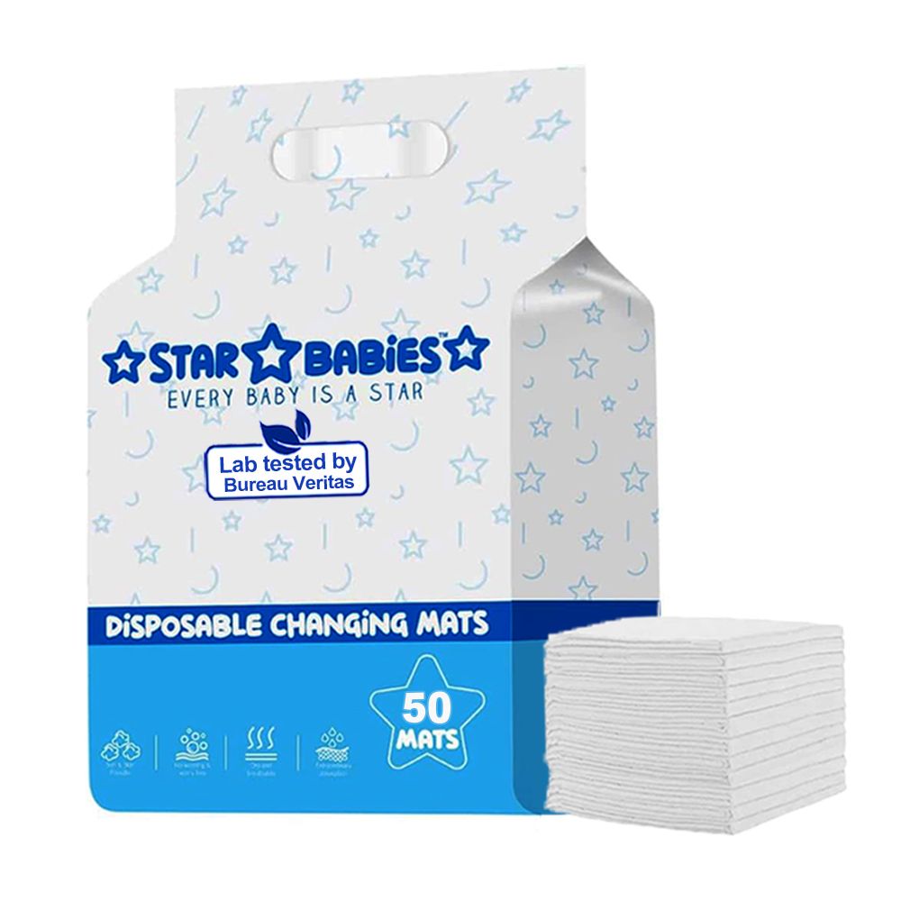 Star Babies White Disposable Changing Mats - Pack of 50 with 10pcs Ear Cover Free