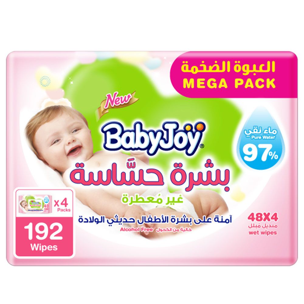 Babyjoy - Sensitive Skin Wet Wipes Mega - Pack of 48 x 4