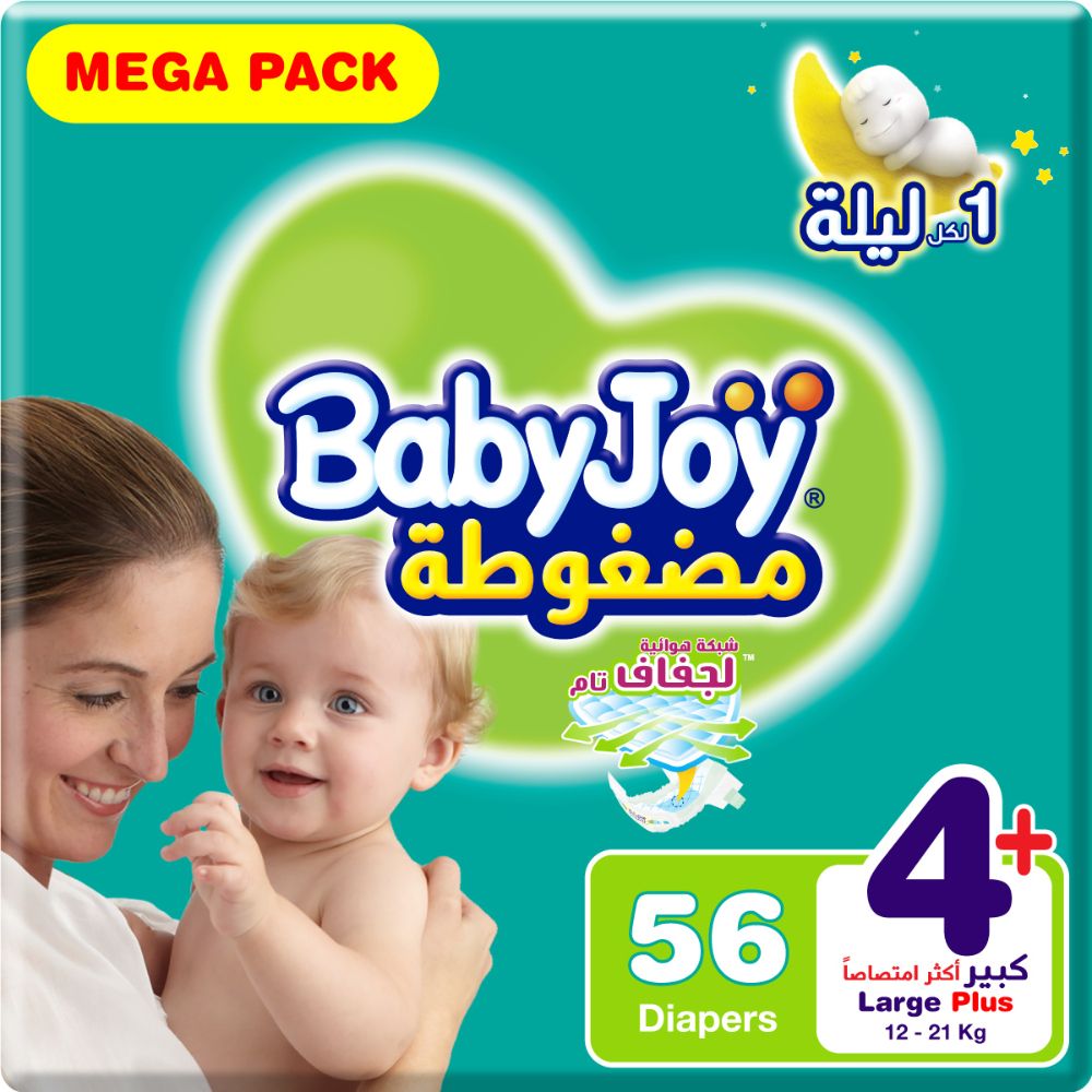 BabyJoy - Diaper Mega Pack, Large+, 12-21kg - 56 count