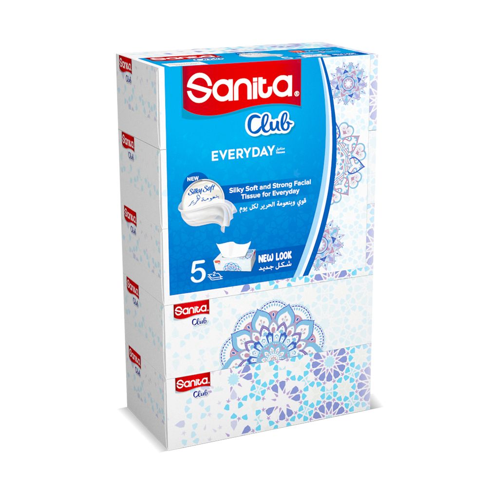 Sanita Club - Facial Tissue 130s x 2ply - Pack Of 5 Boxes