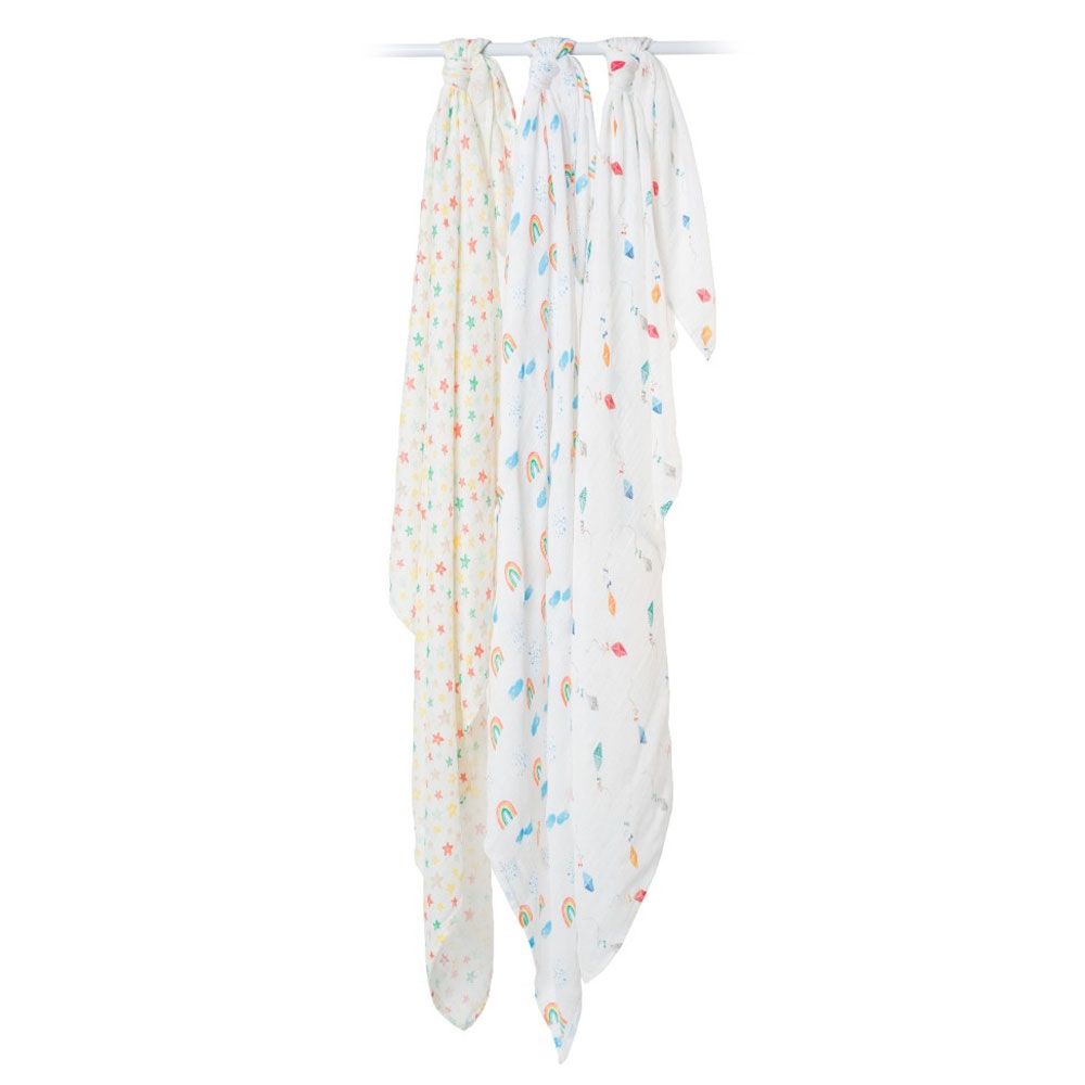 lulujo - Bamboo Muslin Swaddle Blankets - Pack of 3 - High in the Sky