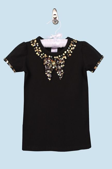 Twirl Black Sequin Bow Tee