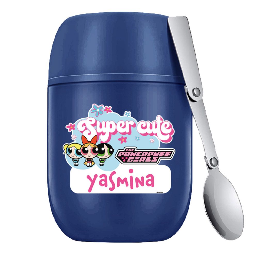 Essmak - Personalized Powerpuff Girls 4 Food Thermos With Spoon - Blue - 475 ml