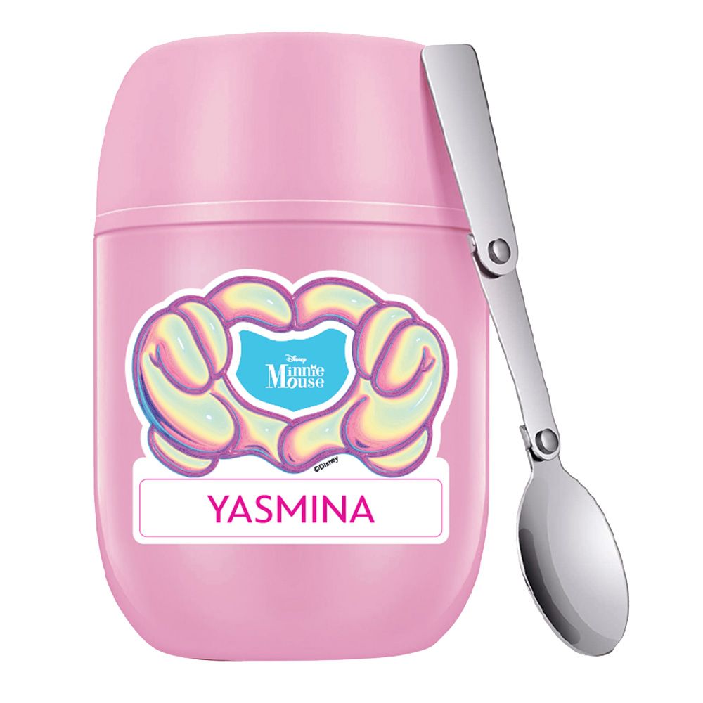 Essmak - Personalized Disney Minnie Food Thermos With Spoon - Pink - 475 ml