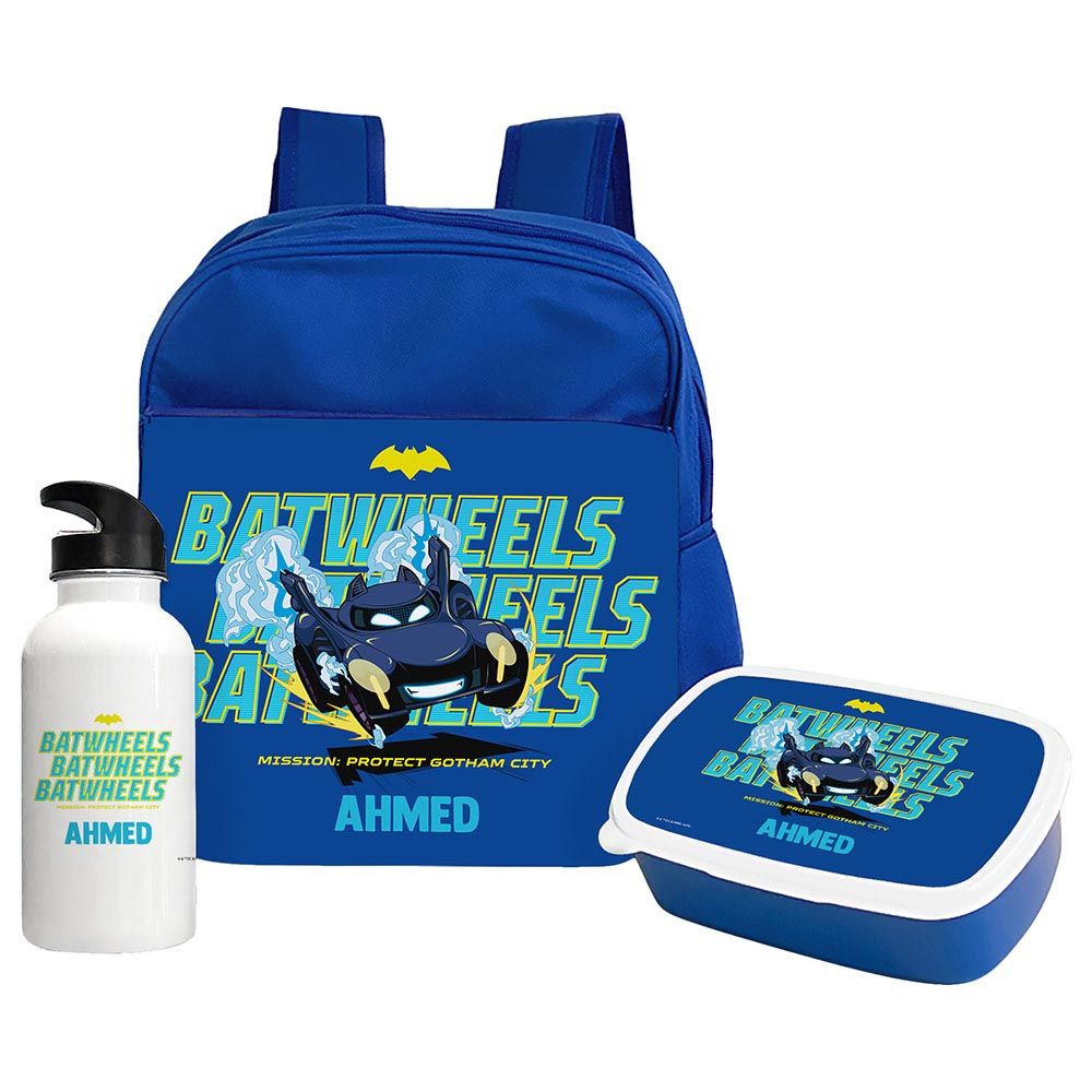 Essmak - Personalized Batwheels Backpack Set For Kids - 3pcs - Blue - 12-Inch