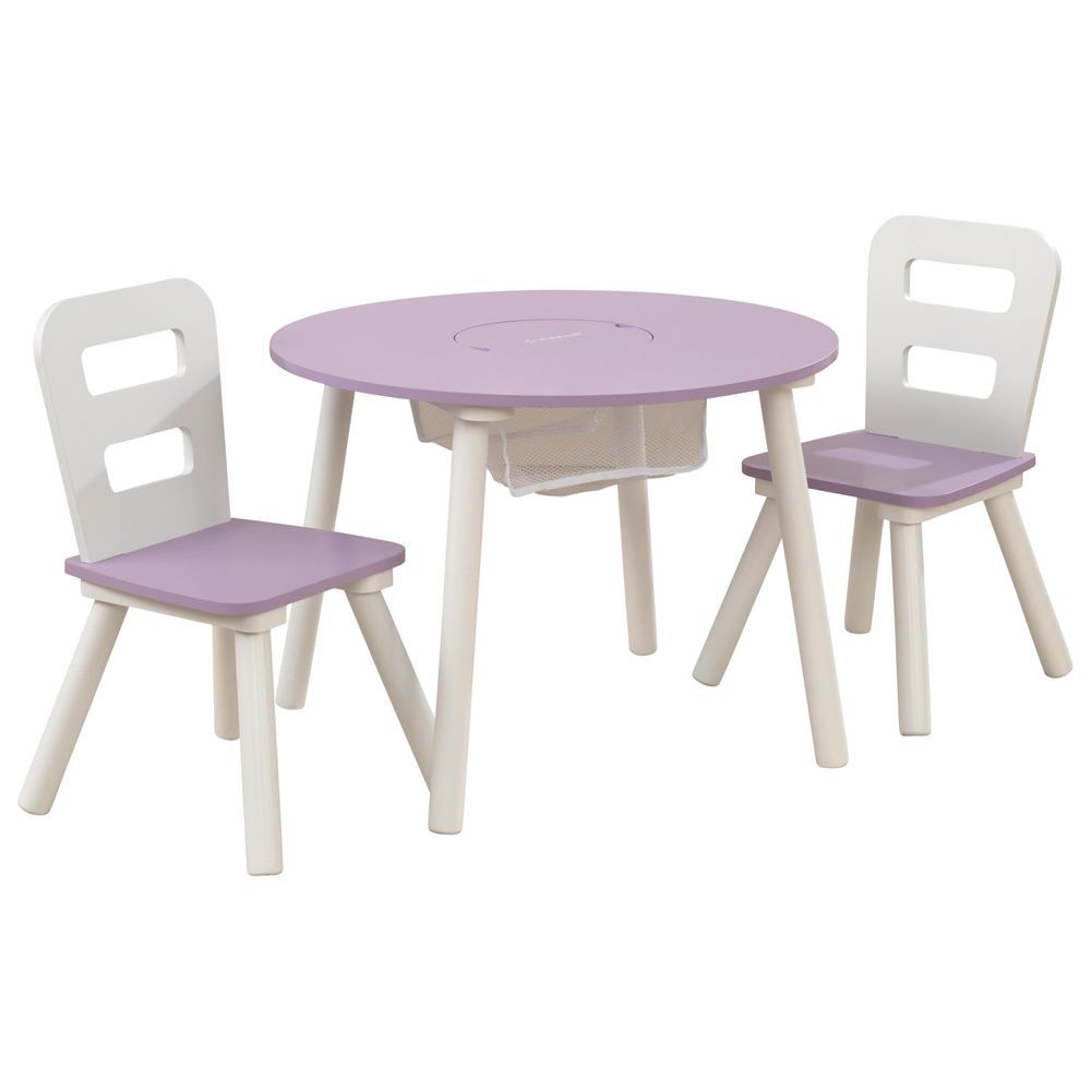 KidKraft - Round Storage Table & 2 Chair Set - Lavender