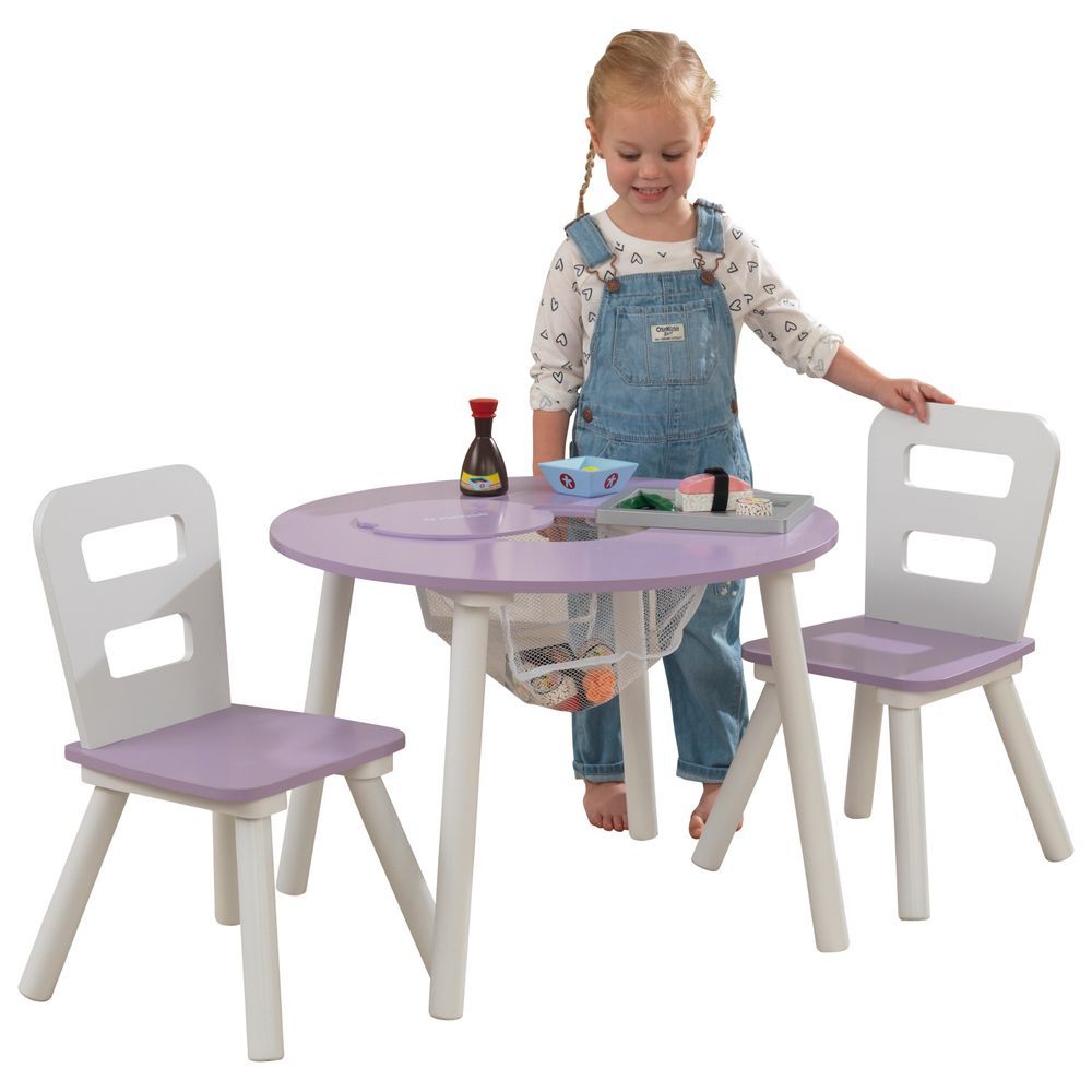 KidKraft - Round Storage Table & 2 Chair Set - Lavender