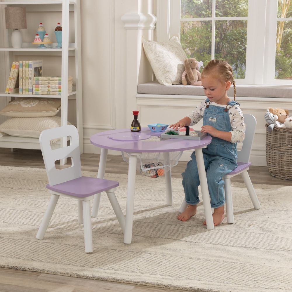 KidKraft - Round Storage Table & 2 Chair Set - Lavender