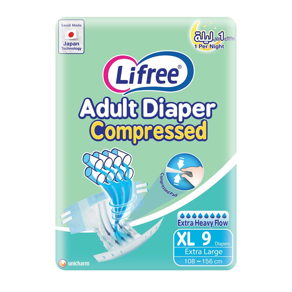 Lifree - Compressed Adult Tape Diaper Regular Pack - XL - 9pcs