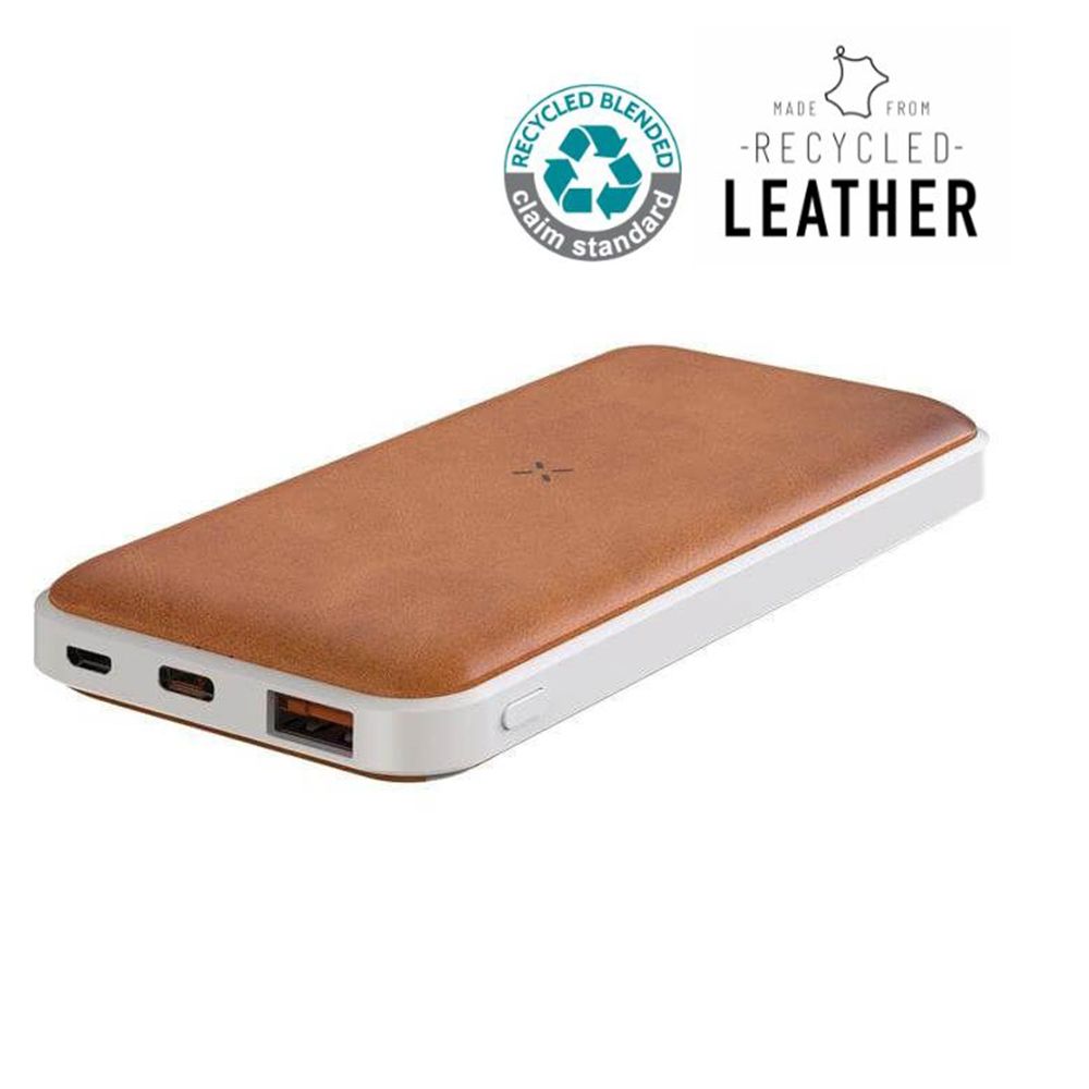 Memorii - Albeck Leather PD Powerbank - White/Tan - 10000mAh