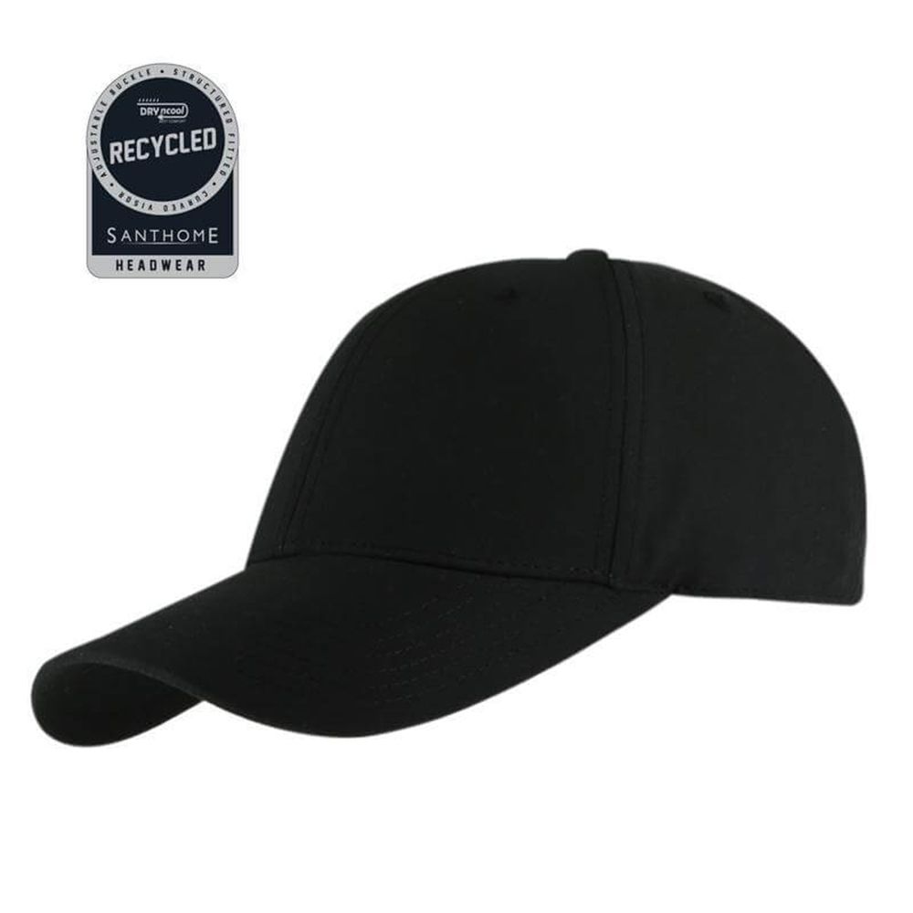 Santhome - Ultra RPET 6 Panel DryNCool Sport Cap - Black