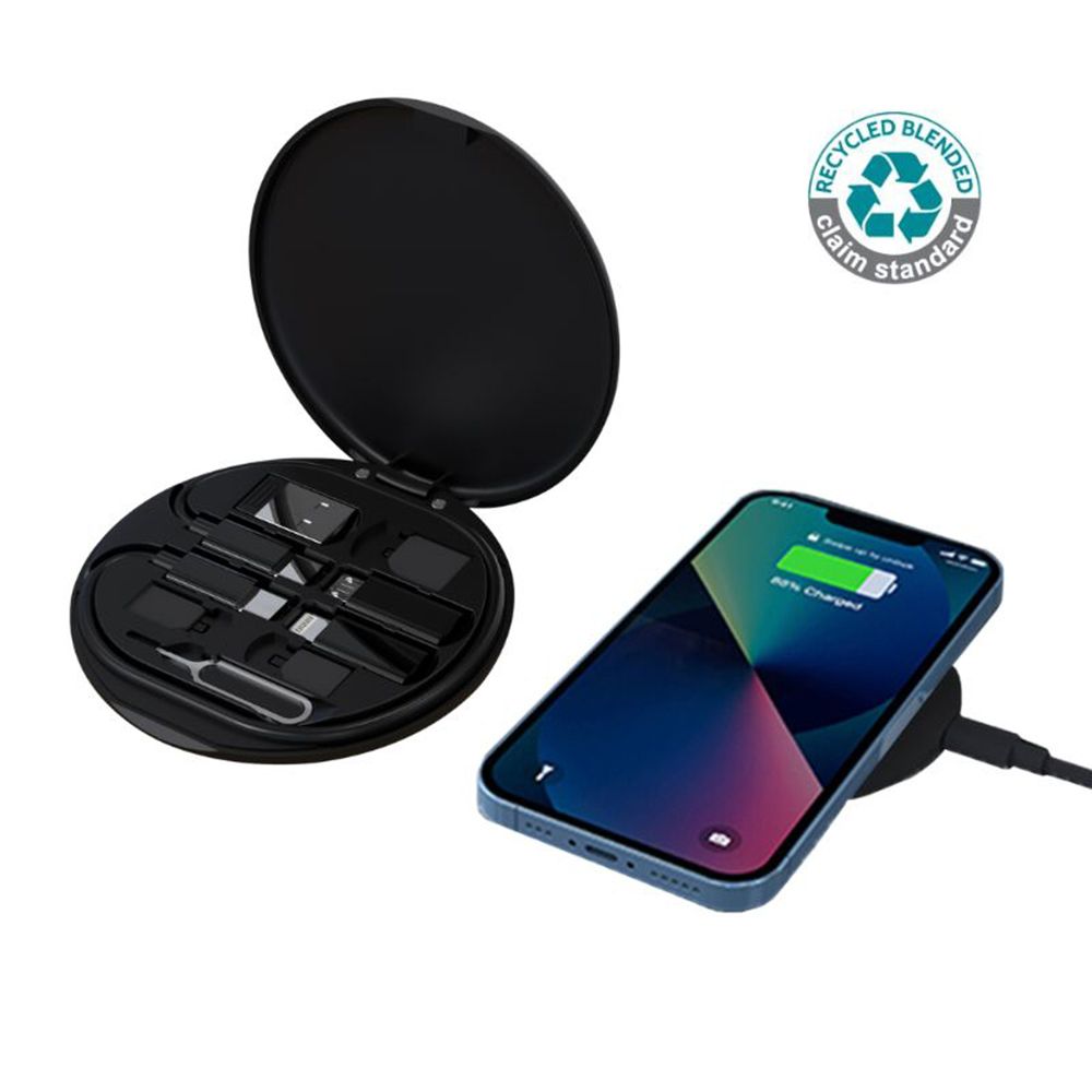 Memorii - Oslo Recycled Wireless Charger w/ Cables - Black - 15W