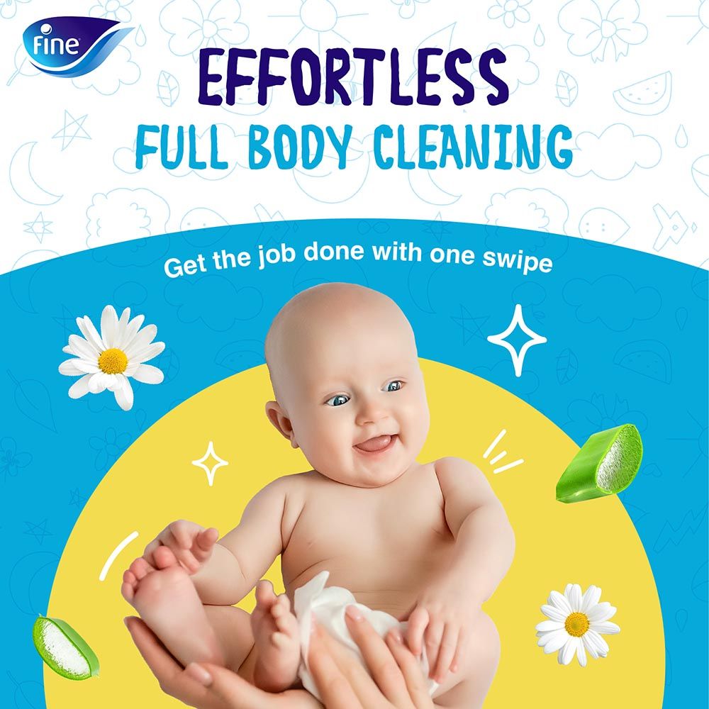 Fine - Baby All Body Wipes - Chamomile And Aloe Vera - 72pcs