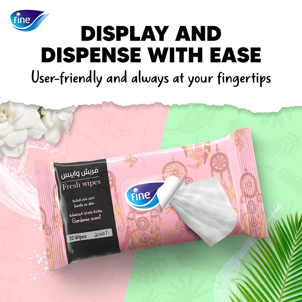 Fine - Fresh Wipes - Tropical And Gardenia Scent - Pack of 8 - 160pcs