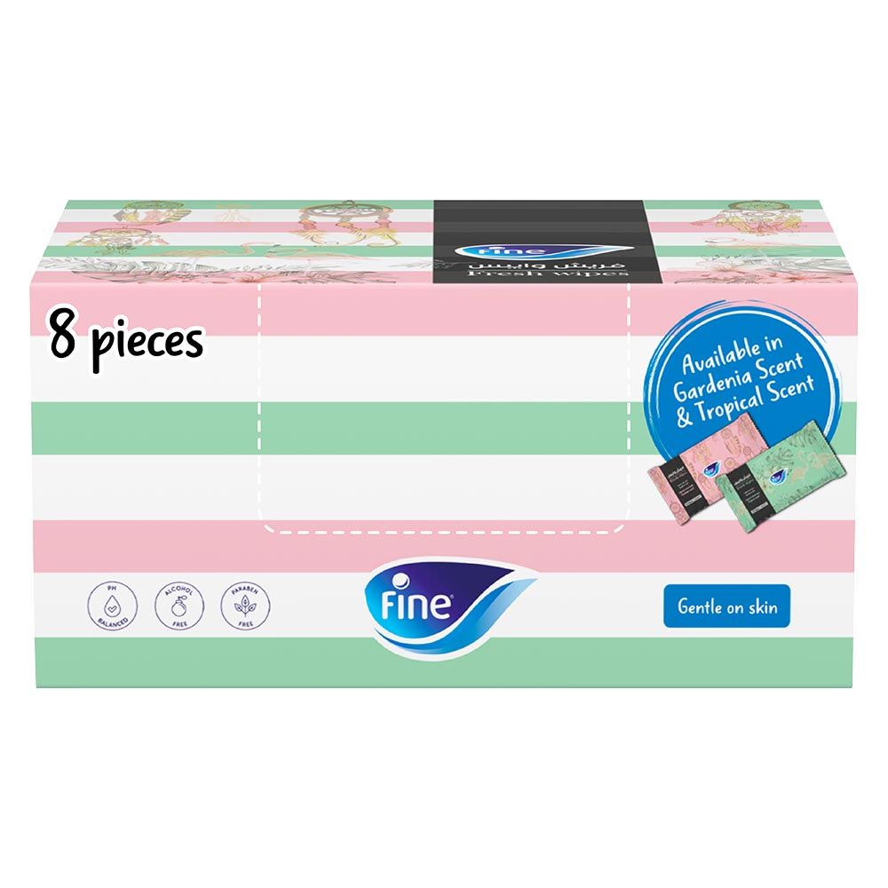 Fine - Fresh Wipes - Tropical And Gardenia Scent - Pack of 8 - 160pcs