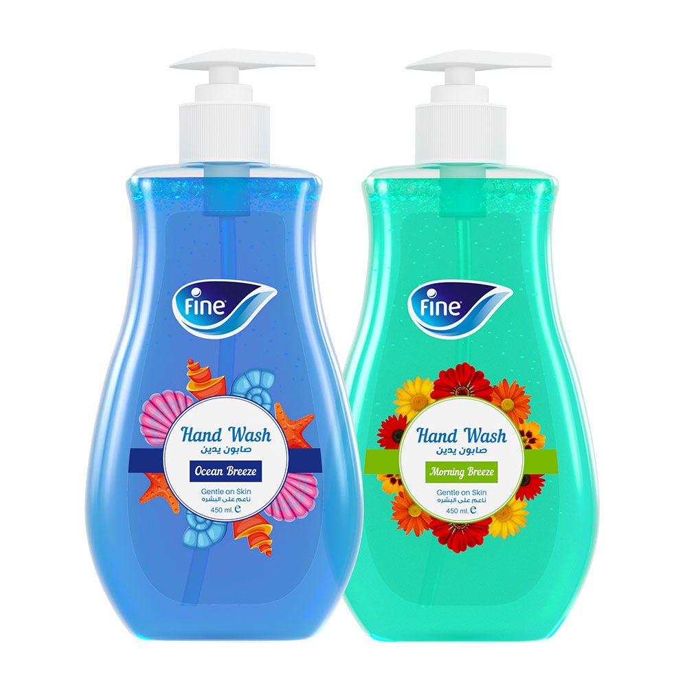 Fine - Liquid Hand Wash - Ocean Breeze And Morning Breeze - 450 ml - Pack of 2