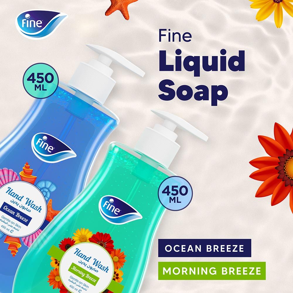 Fine - Liquid Hand Wash - Ocean Breeze And Morning Breeze - 450 ml - Pack of 2