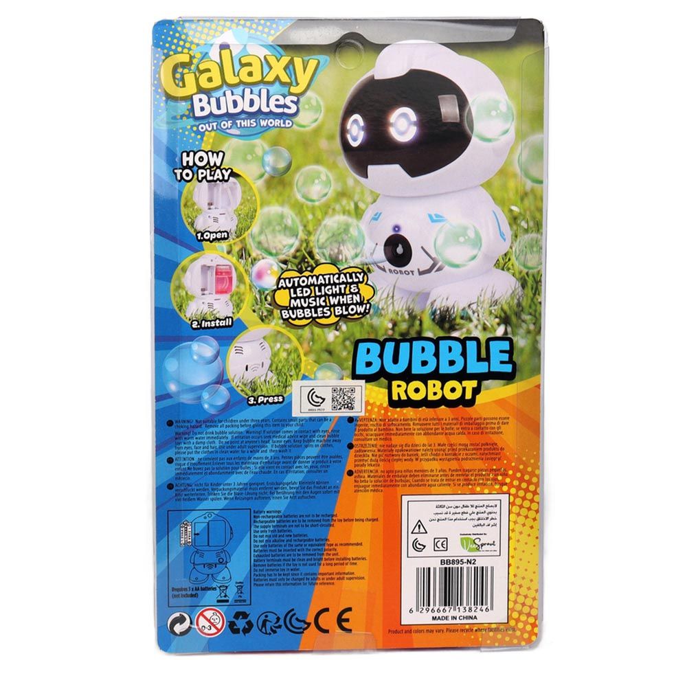 Galaxy Bubbles - Space Robot Bubble Machine With 2x30ml Bubble Solution 1pc - Color May Vary