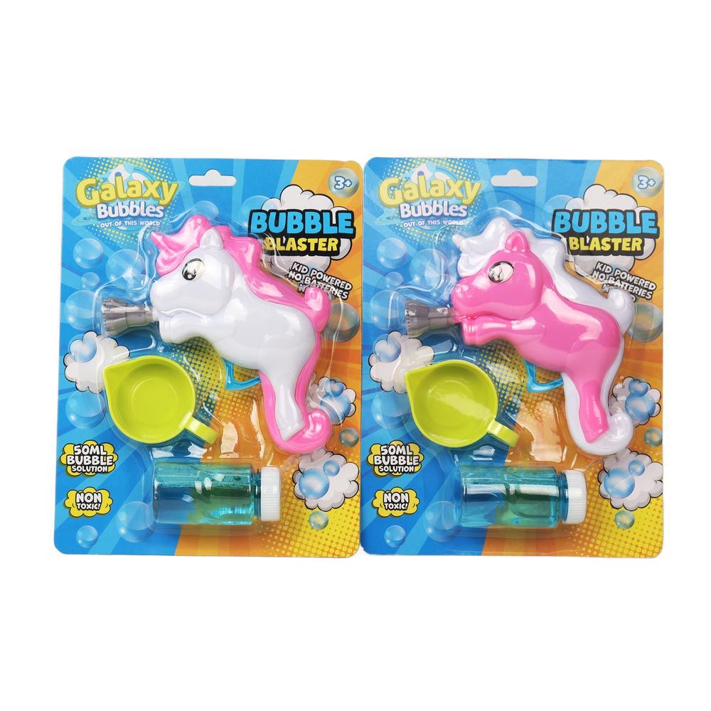 Galaxy Bubbles - Friction Unicorn Bubble Blower With 50ml Bubble Solution