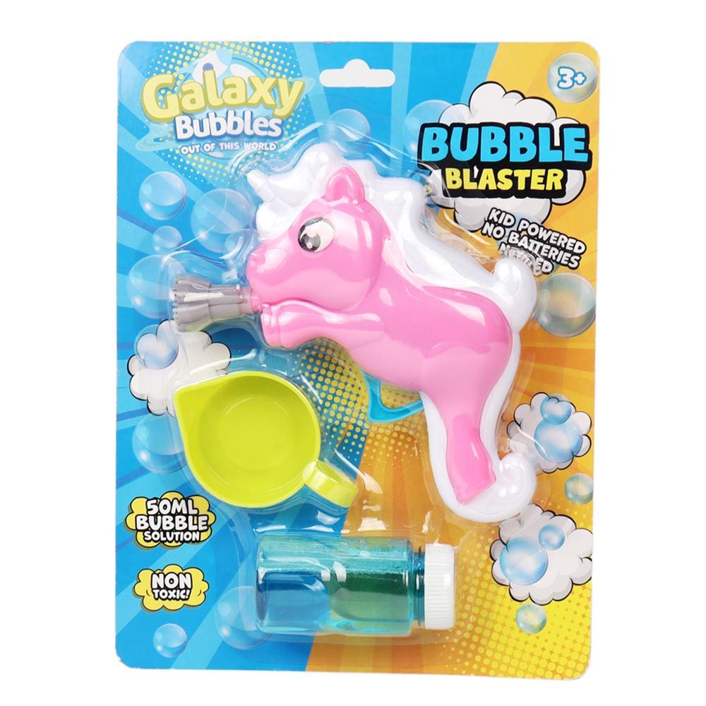 Galaxy Bubbles - Friction Unicorn Bubble Blower With 50ml Bubble Solution