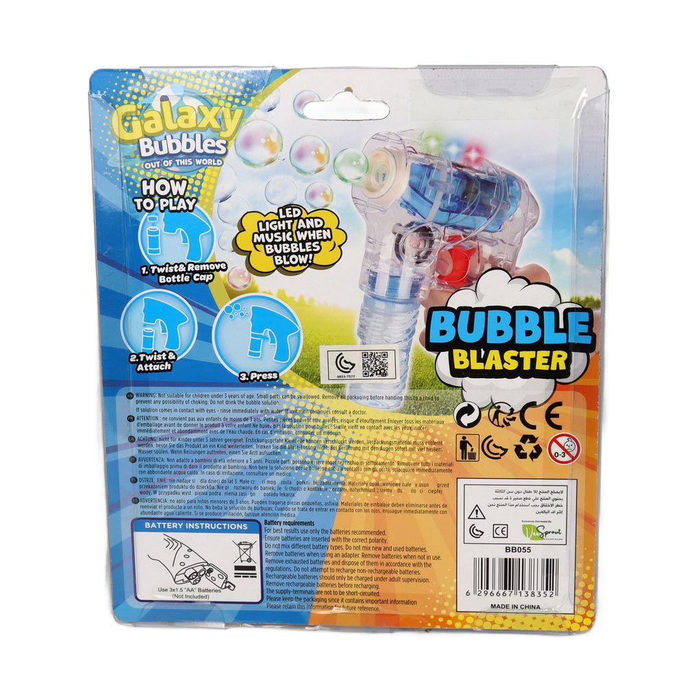 Galaxy Bubbles - Transparent Laser Bubble Blaster With 2x50ml Bubble Solution