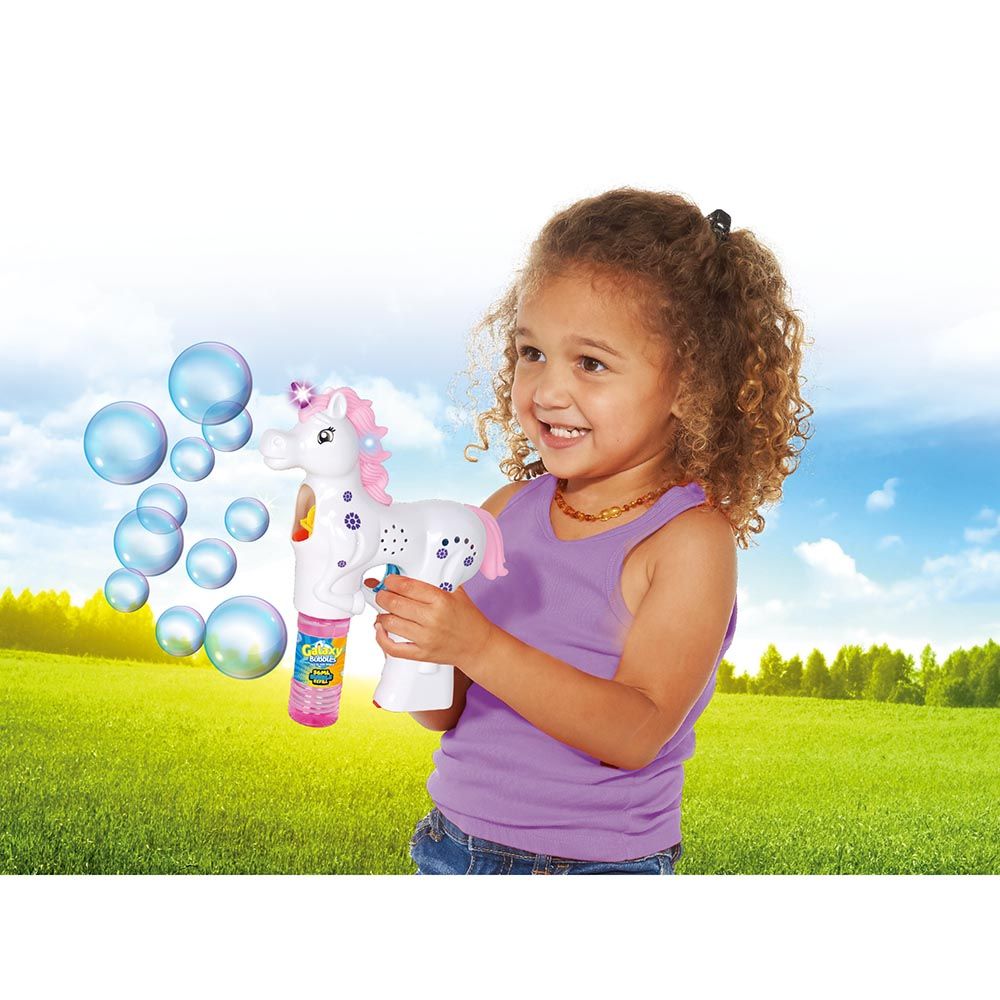 Galaxy Bubbles - Unicorn Bubble Blaster With 56ml Bubble Solution