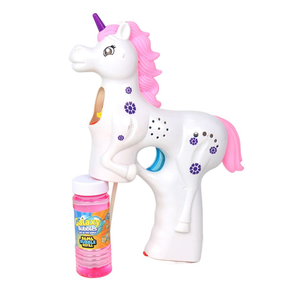 Galaxy Bubbles - Unicorn Bubble Blaster With 56ml Bubble Solution